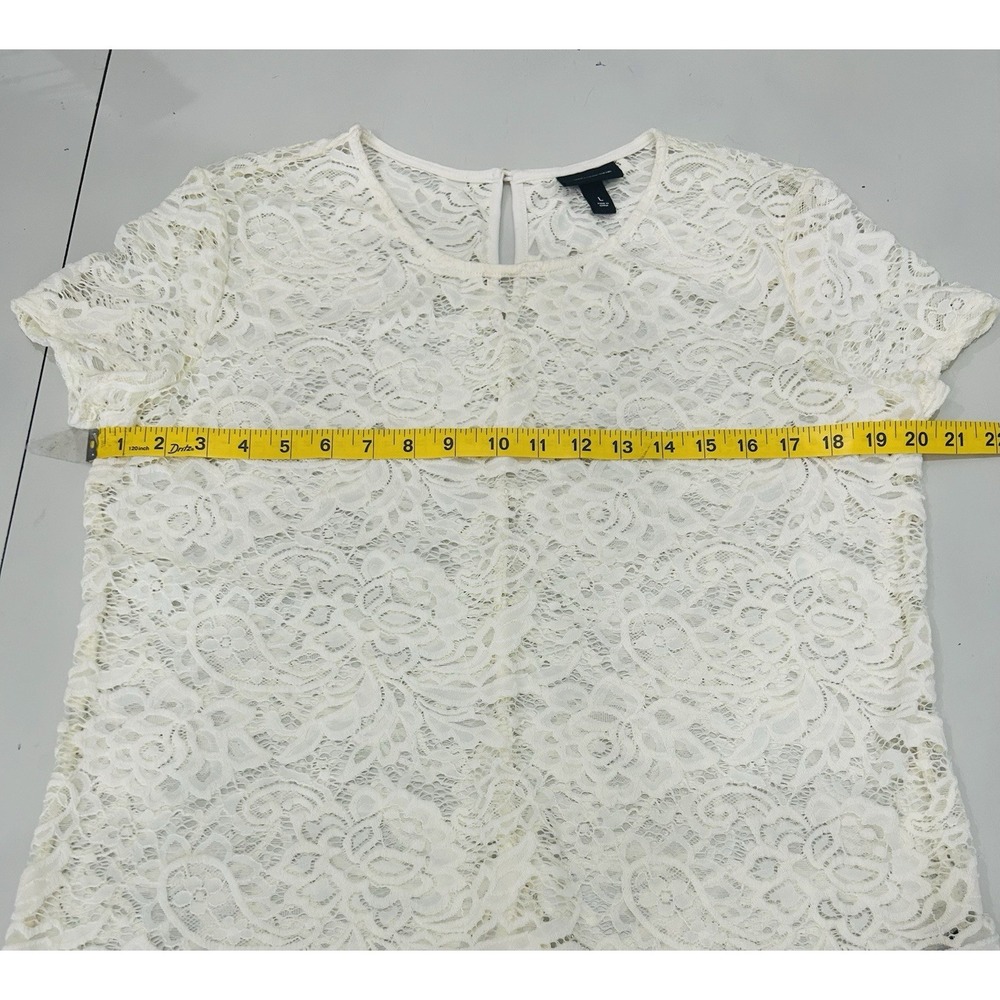 Womens Crochet Lace Sheer Overlay Top Size L Boho Romantic Coquette Festival Y2K - Picture 8 of 9